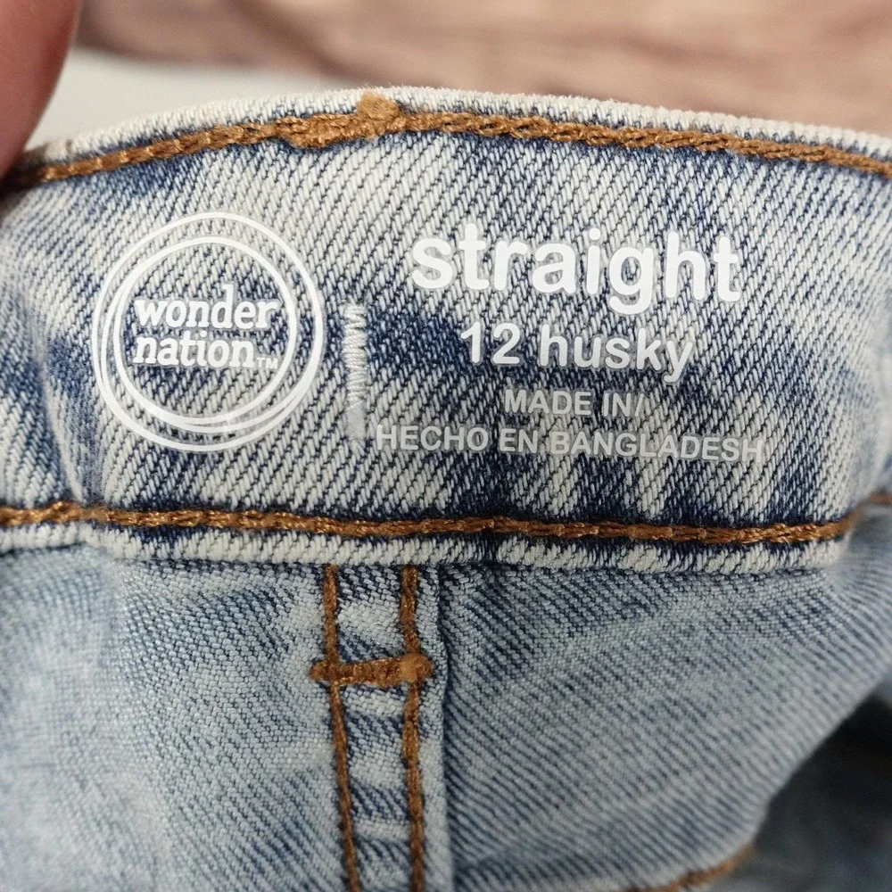 New! Wonder Nation Jeans Boys 12 Husky 32x26 Straight Adjustable Waist Youth